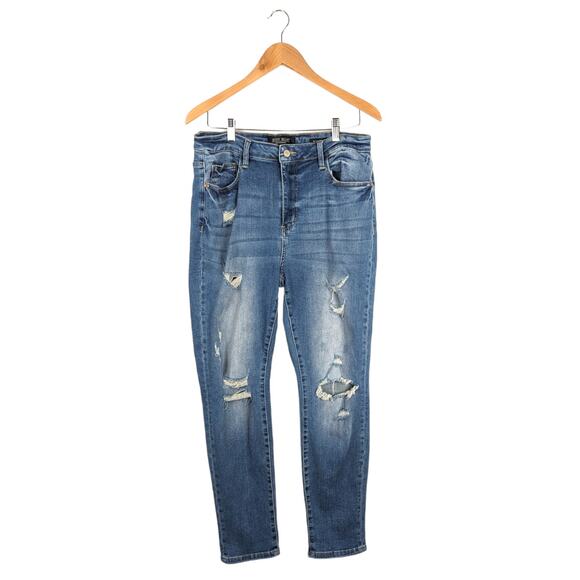 Judy Blue Mid Wash High Rise Distressed Boyfriend Jeans Size 15|32‎ - Picture 2 of 9